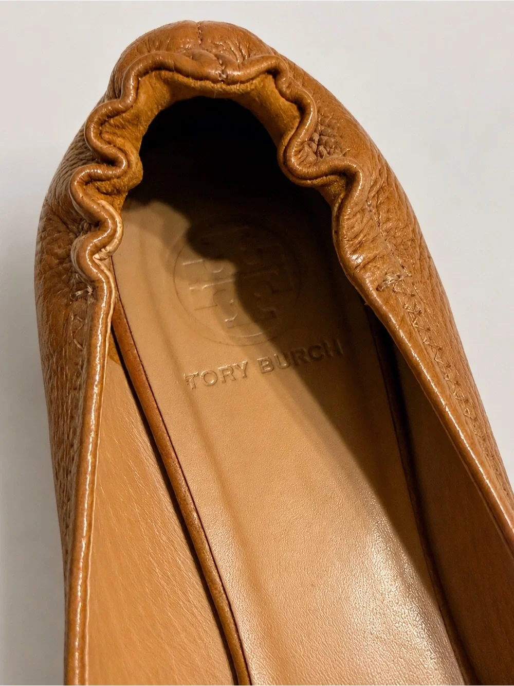 Tory Burch Brown Leather Logo Ballet Flats